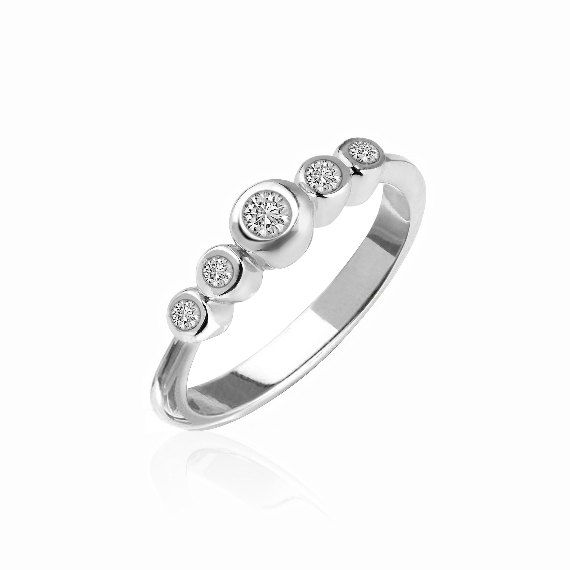 Anillo cinquillo. Plata con diamantes Mon Petit Diamant